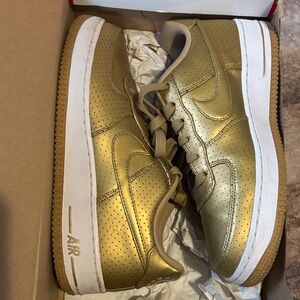 Nike Gold Sneakers with White and Tan Accents